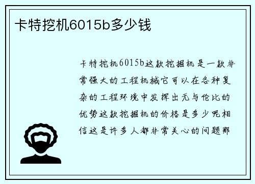 卡特挖机6015b多少钱