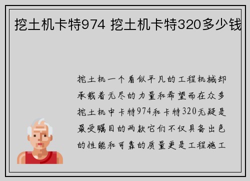 挖土机卡特974 挖土机卡特320多少钱